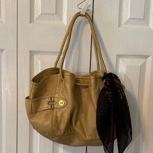 COLE Haan Village Bucket Gold Honey Large Pebbled Leather